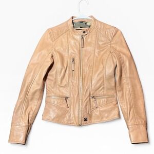 Oakwood Genuine Lambskin Leather Jacket Small Classic Moto Biker Bomber Luxury